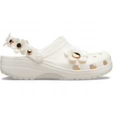 Жіночі Crocs Classic Metallic Blooms Clog White з квіточками