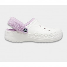 Жіночі зимові утепленні Crocs Baya Lined Clog Fuzz-Strap Clogs White