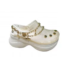 Женские Crocs Classic Bae Translucent Clog White с цепью