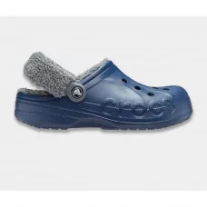 Мужские зимние утепленные Crocs Baya Lined Clog Fuzz-Strap Navy/Bright Grey